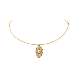 Collier Pendentif en or blanc, or jaune, rubis et diamants