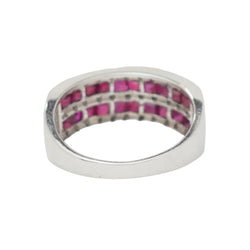 Bague Bandeau en or blanc, rubis, et diamants