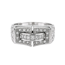Bague Chevalière en or blanc et diamants