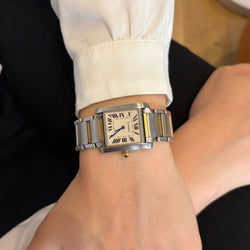 Montre CARTIER "Tank française" en or jaune et acier