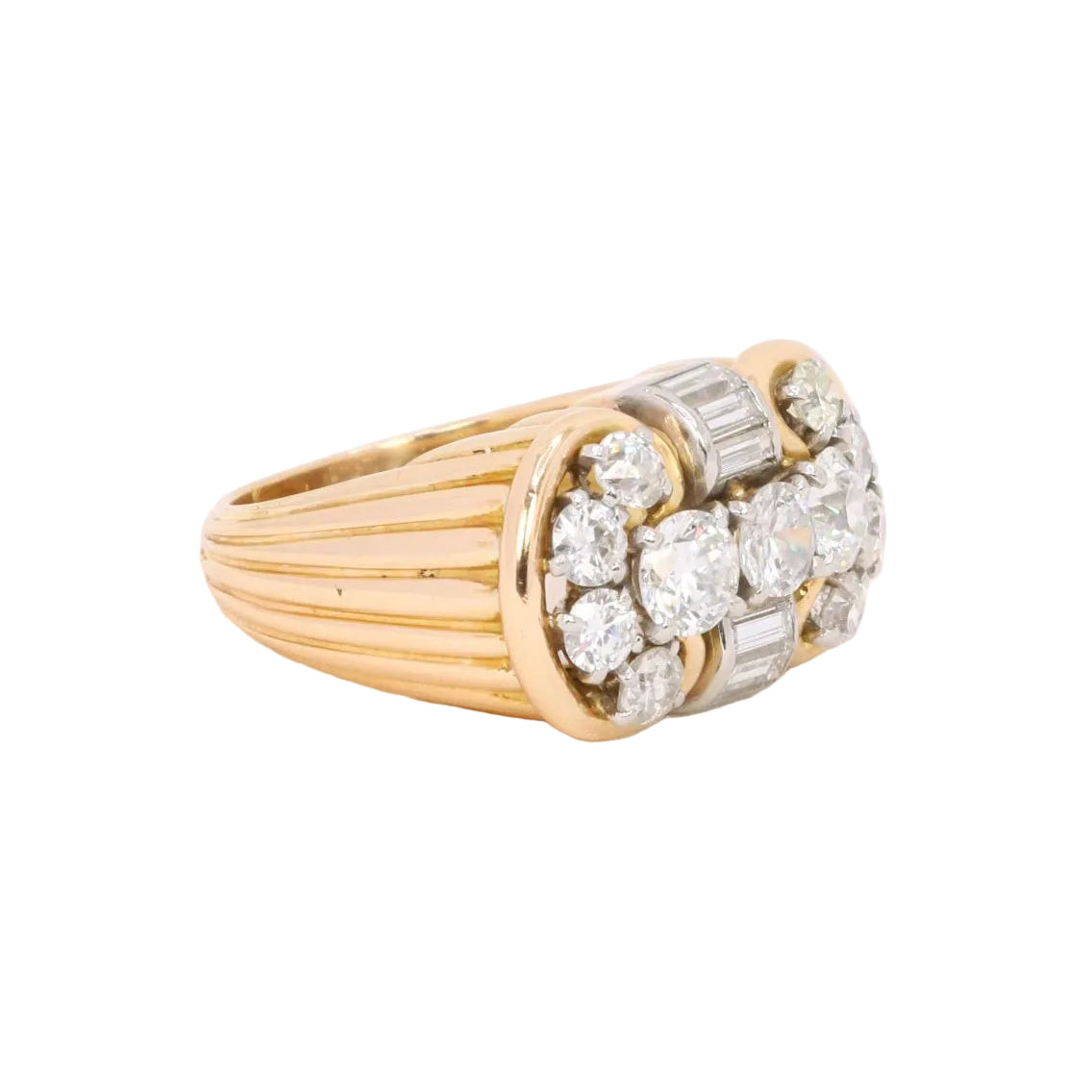 Bague Tank en or jaune et diamants