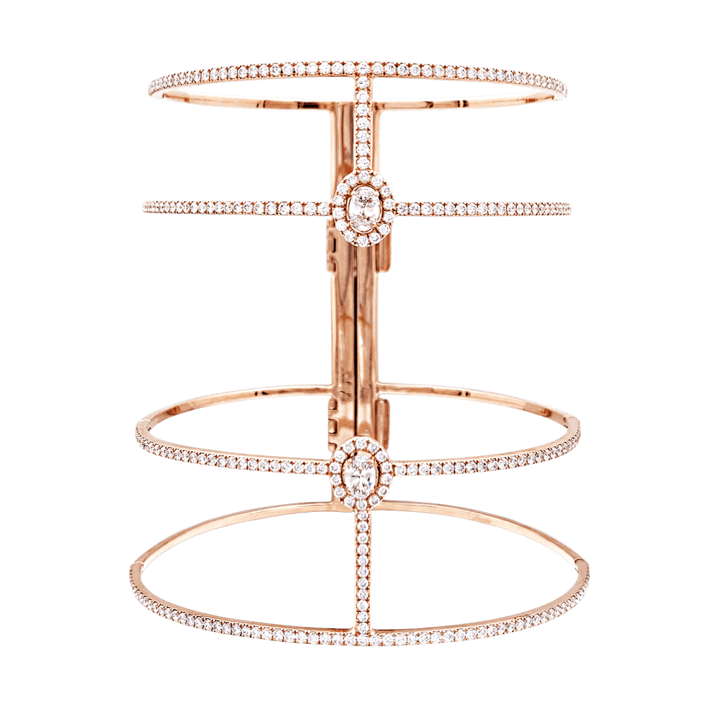 Bracelet Messika, "Glam'Azone", or rose, diamants.