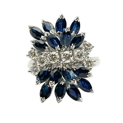 Bague Cocktail en or blanc, saphirs et diamants
