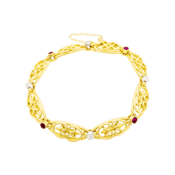 Bracelet Maille en or jaune, platine, rubis et diamants