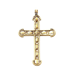 Pendentif en or jaune, platine, perles et diamants
