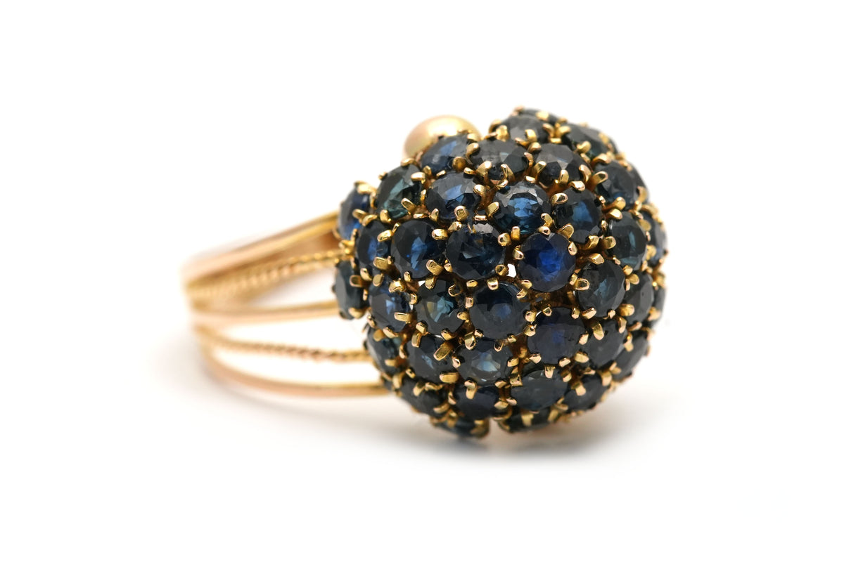 Bague Dôme en or jaune et saphirs