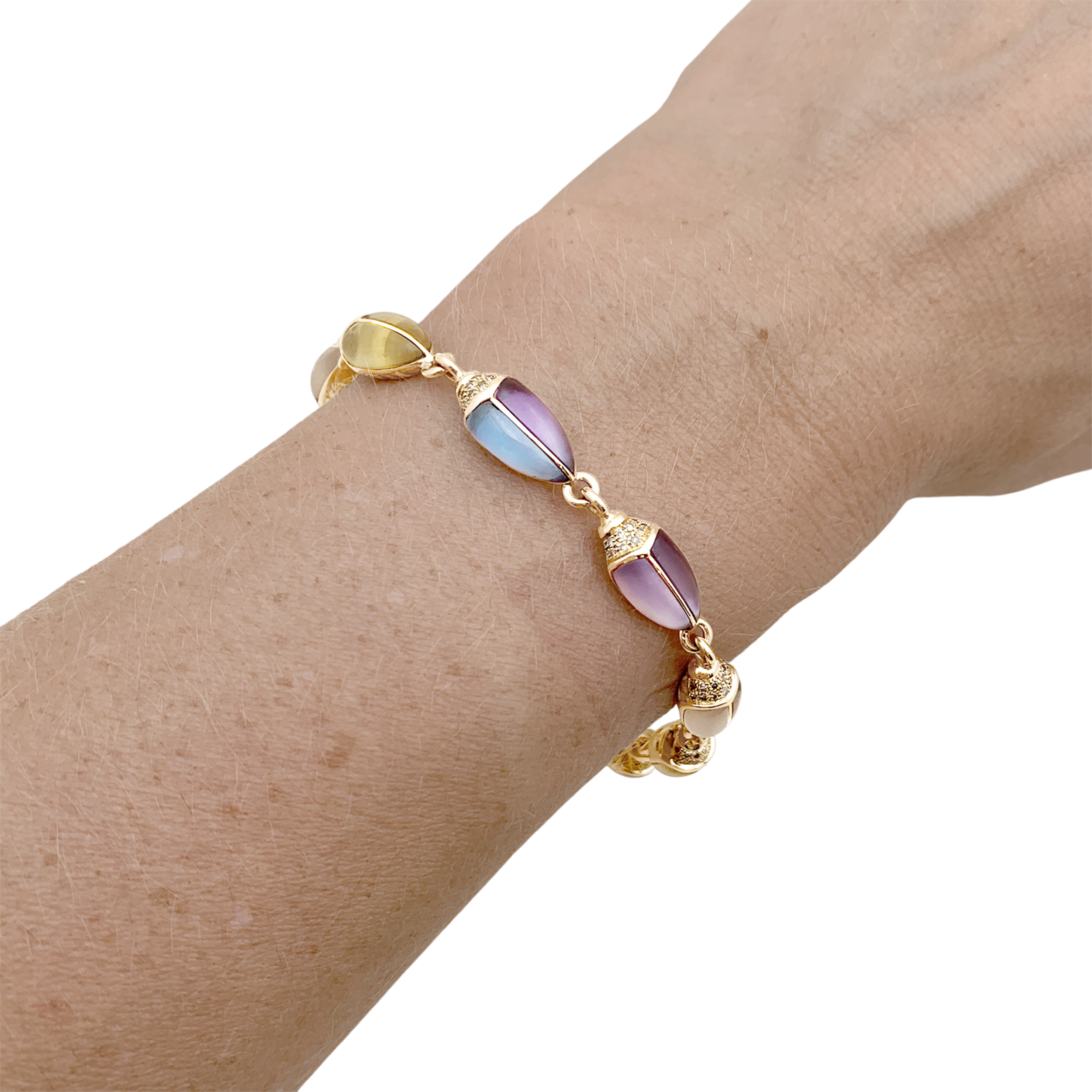 Bracelet Bibi Van Der Velden , «Mini Scarab Opal Eternity», or rose, pierres de couleurs.