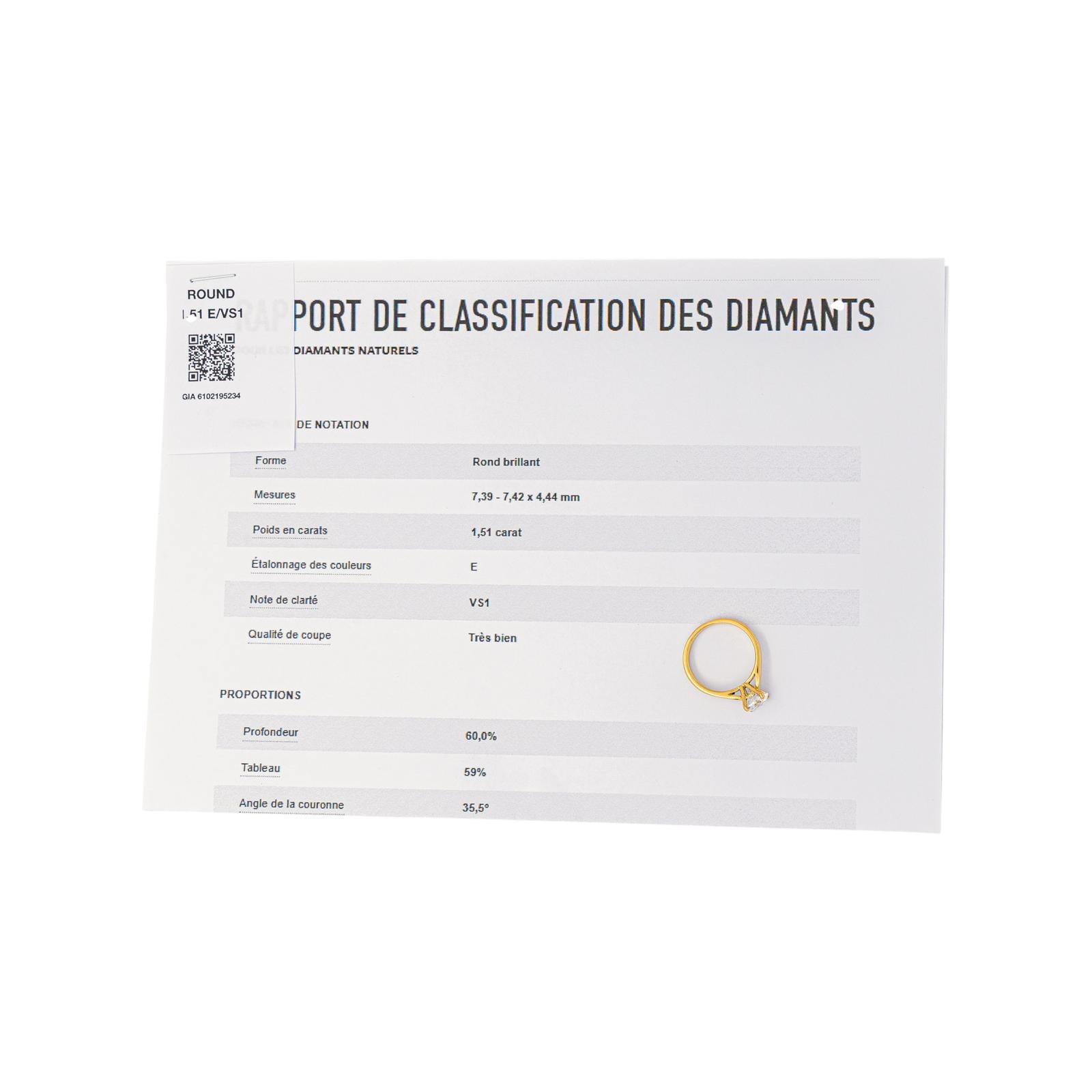 Bague Solitaire en or jaune et diamant