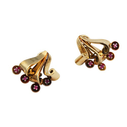 Boucles d'oreilles Clips en or jaune, platine et rubis