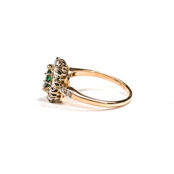Bague Marguerite en or rose, émeraude et diamants