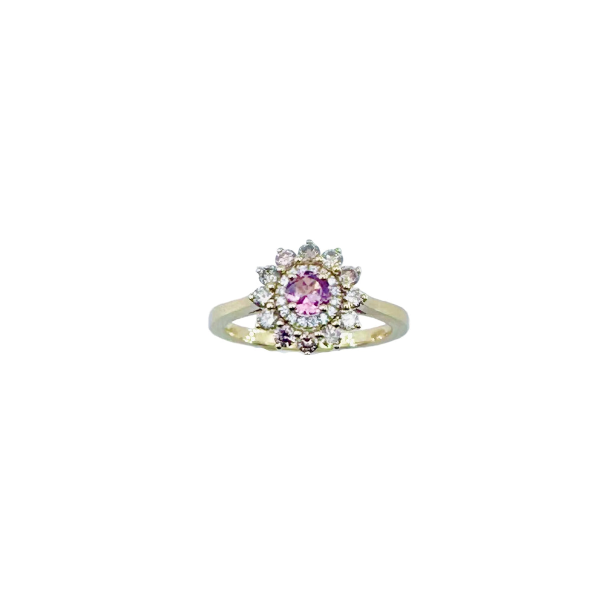 Bague Entourage GEMMYO "Lefkos Camaïeux" en or jaune, tourmaline et diamants