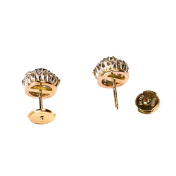 Boucles d'oreilles Puces en or jaune, platine, saphirs et diamants
