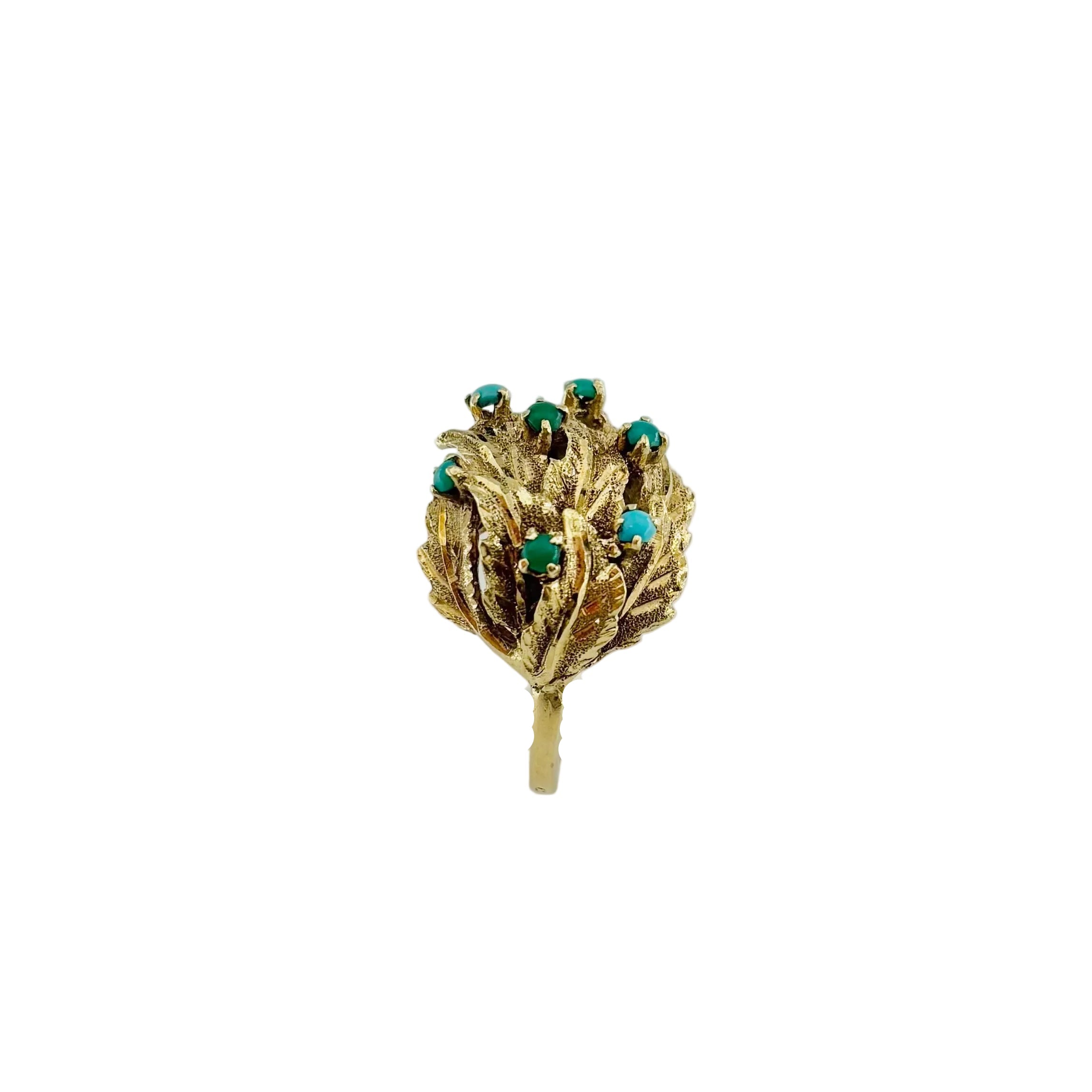 Bague Dôme en or jaune et turquoise