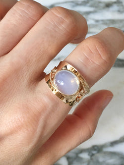 Bague Solitaire en or jaune et pierre de lune