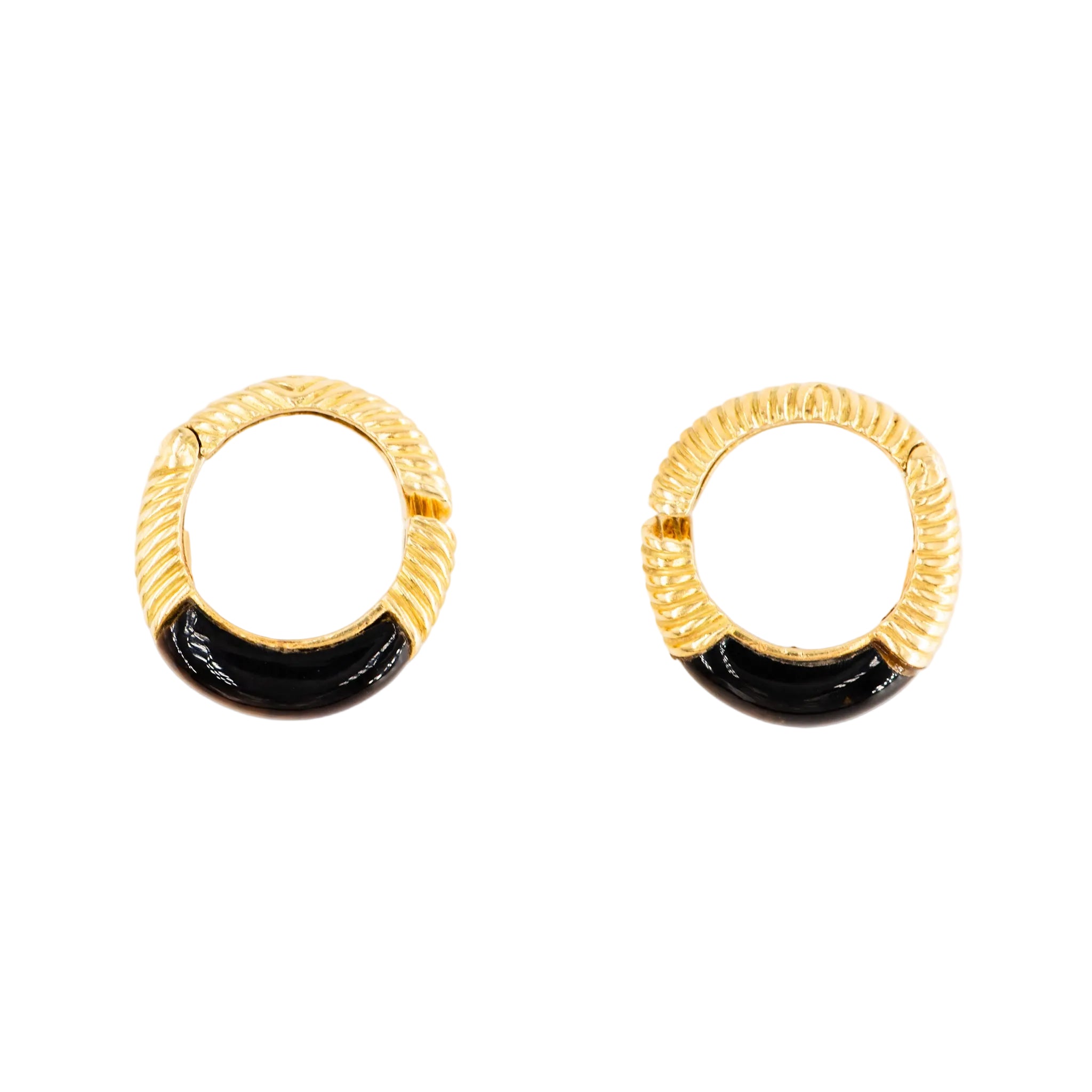 Boucles d'oreilles Créoles CHAUMET en or jaune et oeil de tigre