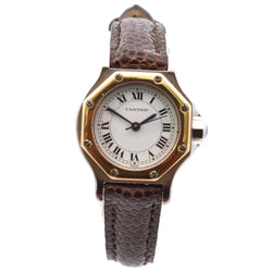 Montre CARTIER "Santos" en or jaune, acier et cuir