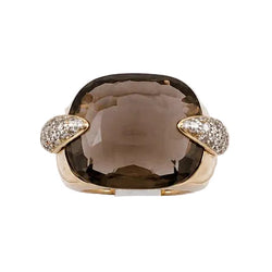 Bague Cocktail en or jaune, quartz et diamants