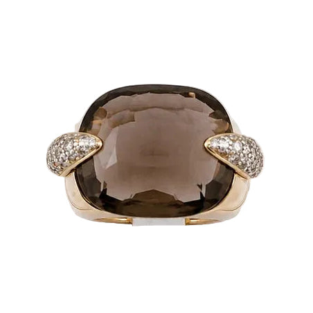 Bague Cocktail en or jaune, quartz et diamants