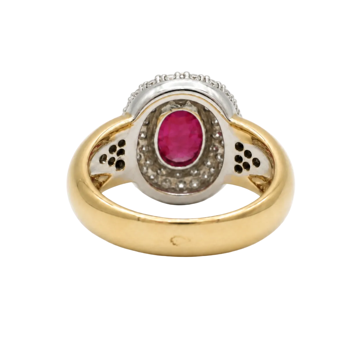 Bague Entourage en or blanc, or jaune, rubis et diamants