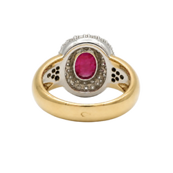 Bague Entourage en or blanc, or jaune, rubis et diamants