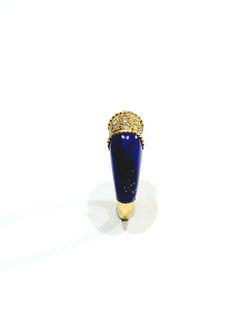 Bague Jonc en or jaune, lapis-lazuli et diamants