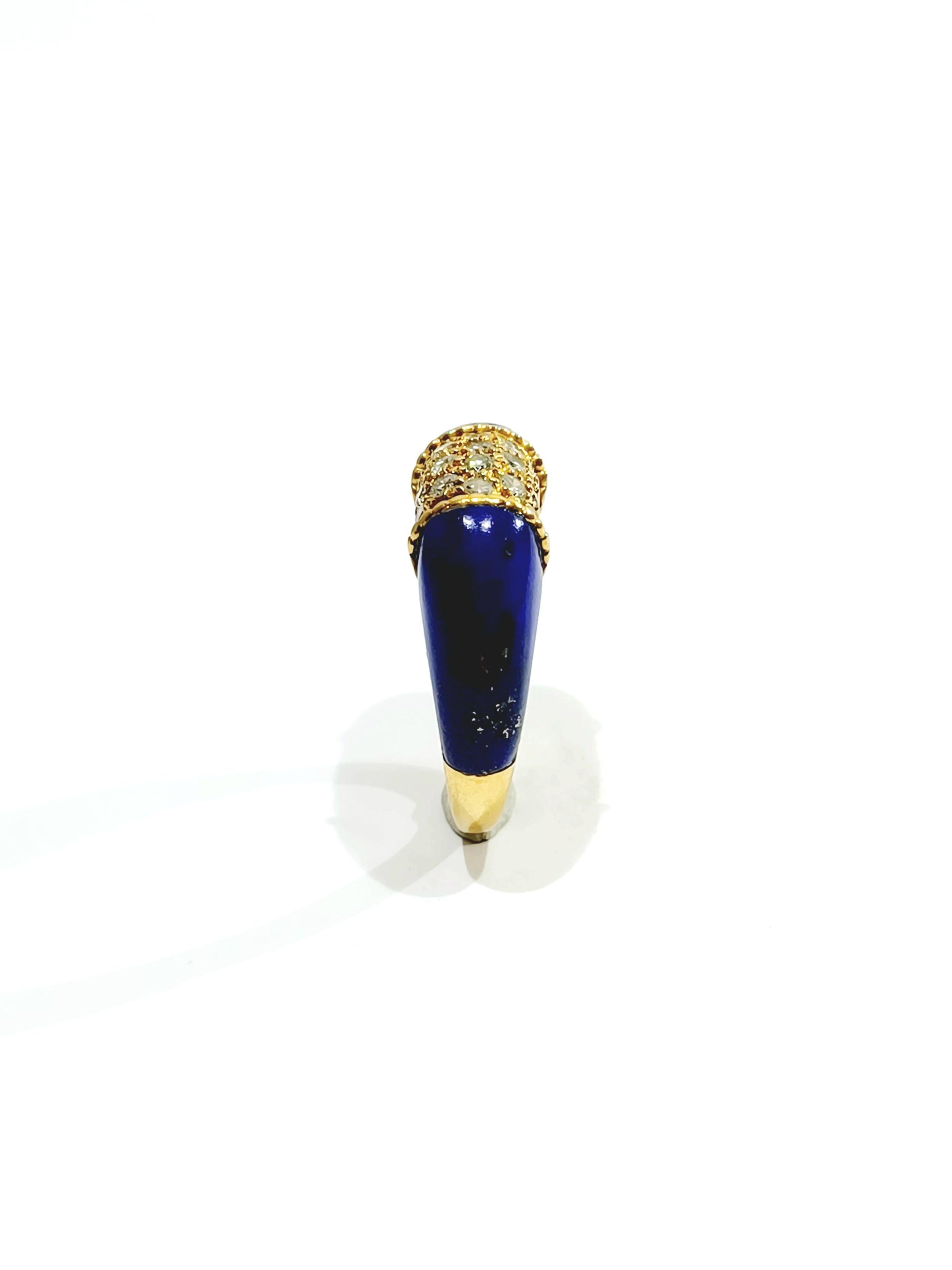 Bague Jonc en or jaune, lapis-lazuli et diamants