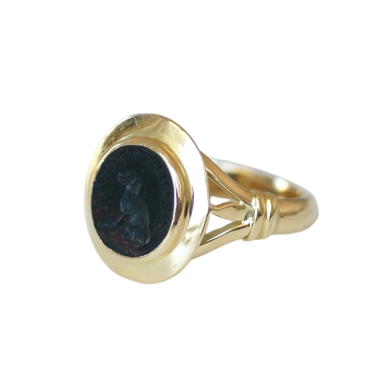 Bague Chevalière en or jaune et jaspe