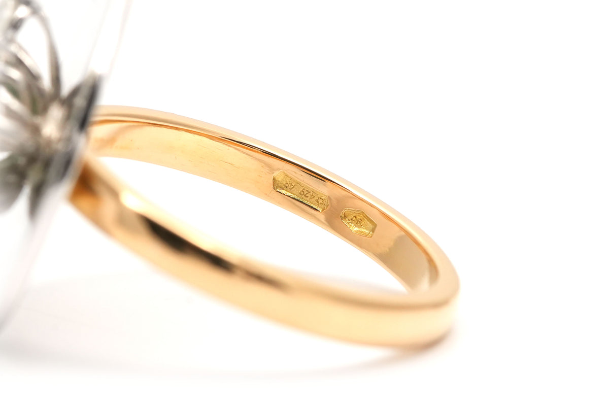 Bague en or blanc, or jaune, émeraude et diamants