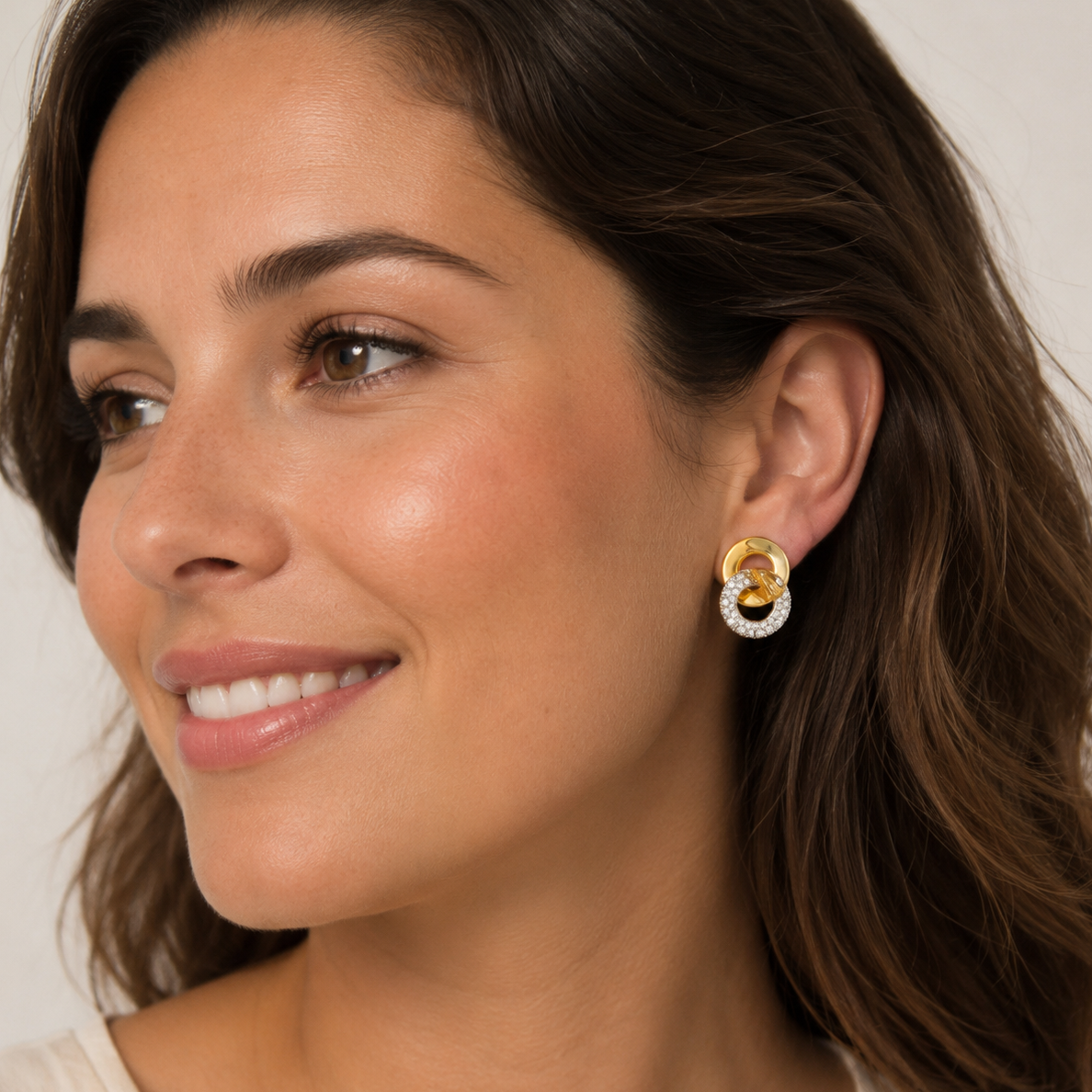 Boucles d'oreilles Clips LUNATI en or blanc, or jaune et diamants