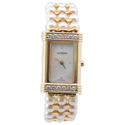 Montre O.J. PERRIN en or jaune, perles et diamants