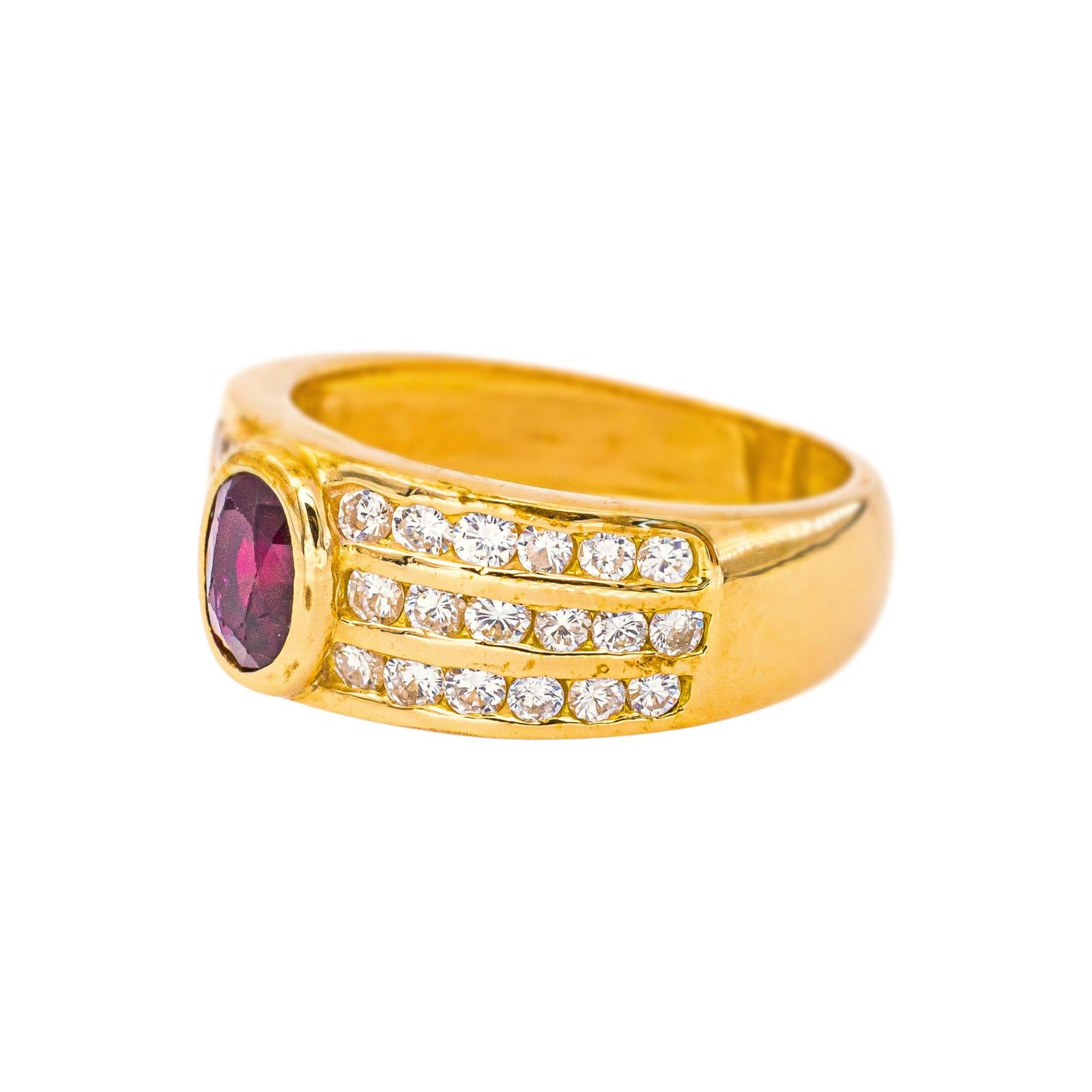 Bague Or jaune Rubis