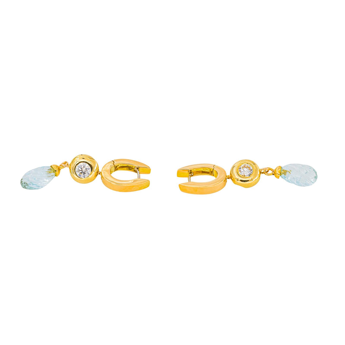Boucles d'oreilles Or jaune Aigue-marine