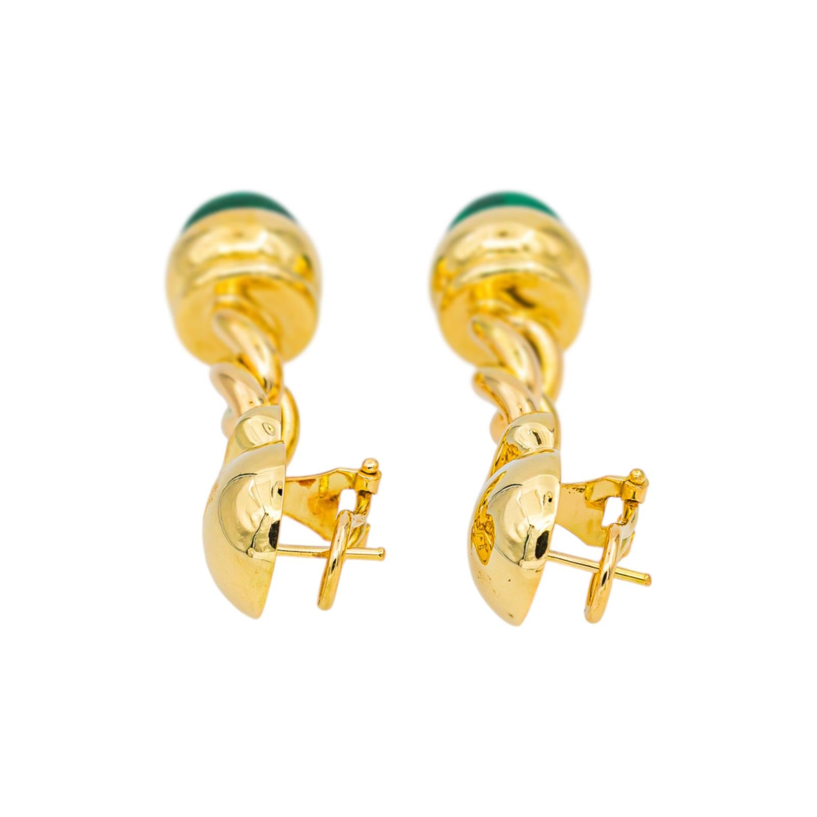 Boucles d'oreilles Pendantes Or jaune Malachite