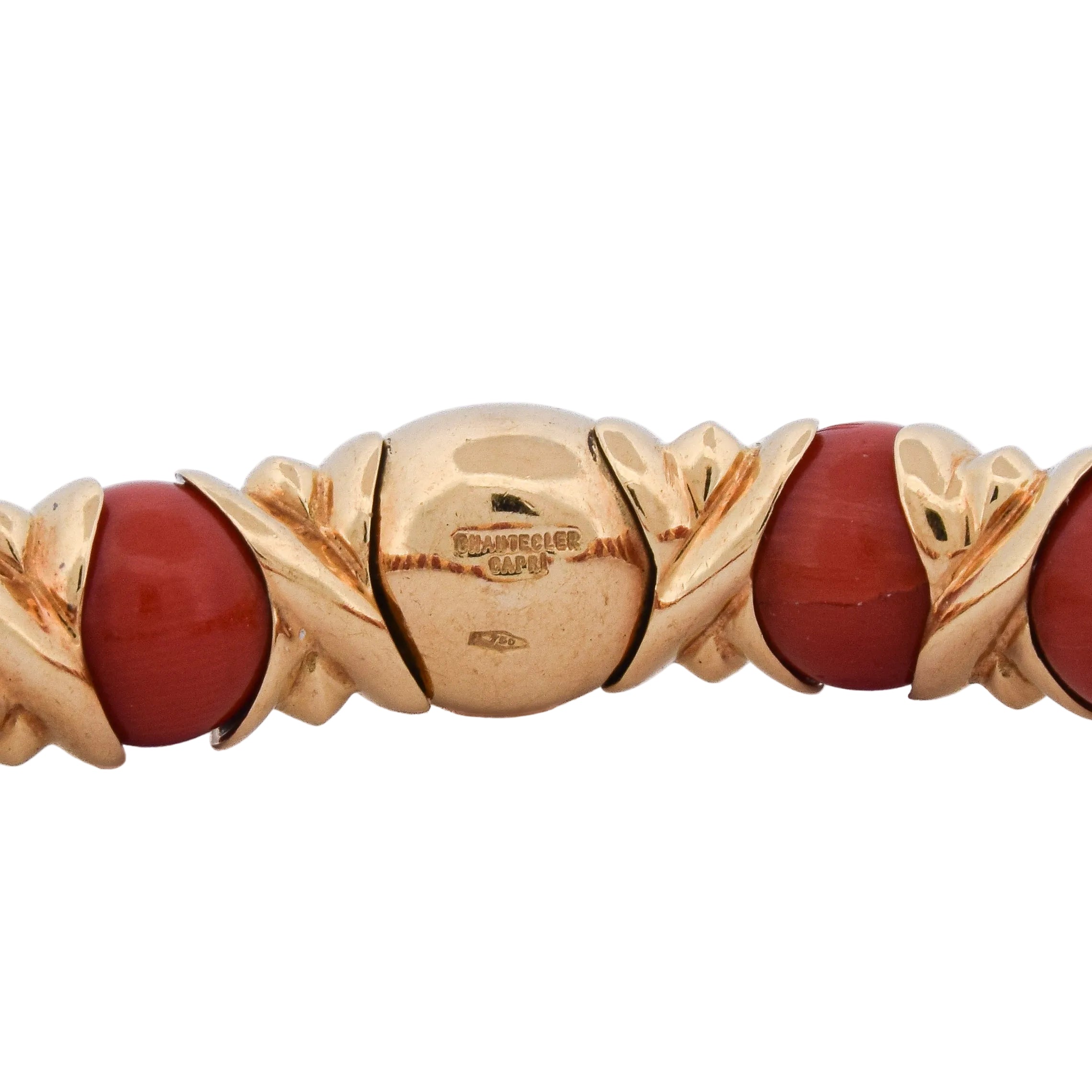 Bracelet Jonc CHANTECLER CAPRI en or jaune, corail et diamants