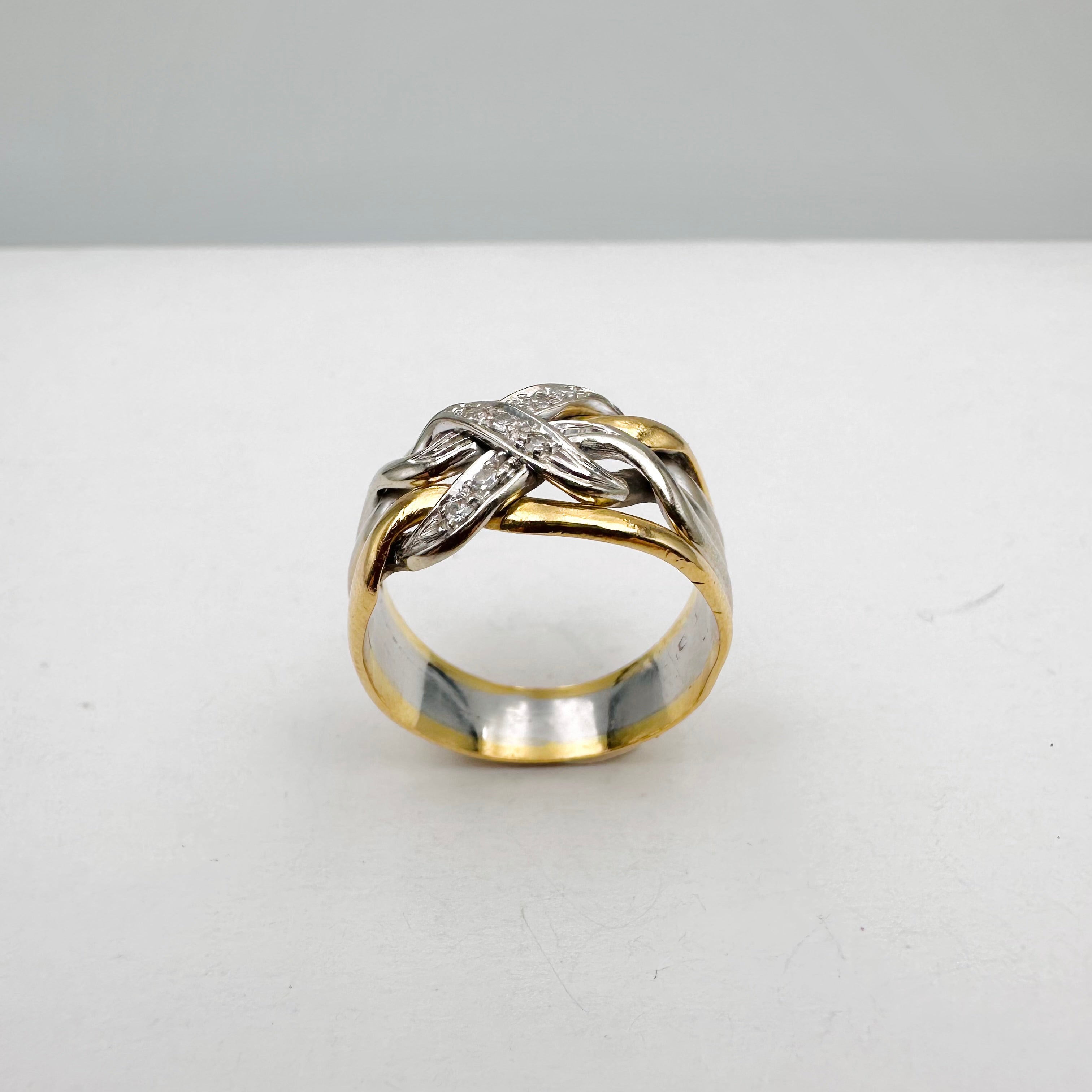 Bague Bandeau en or jaune, or blanc et diamants