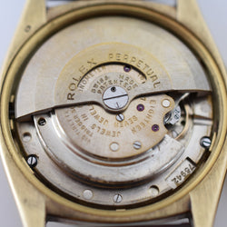 Montre ROLEX "Oyster Perpetual Date Ovettone" en or jaune et cuir