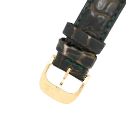 Montre JAEGER-LECOULTRE en or jaune, nacre, cuir, émeraudes et diamants