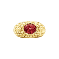 Bague Hérail, "Babul Work", or jaune, tourmaline rose.