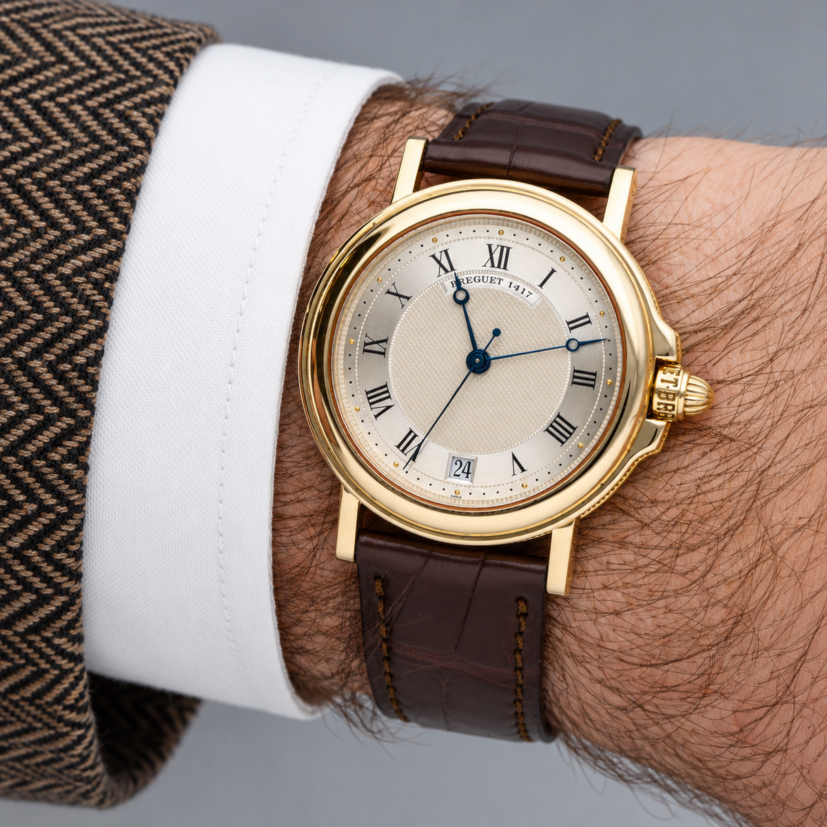 Montre BREGUET en or jaune et cuir