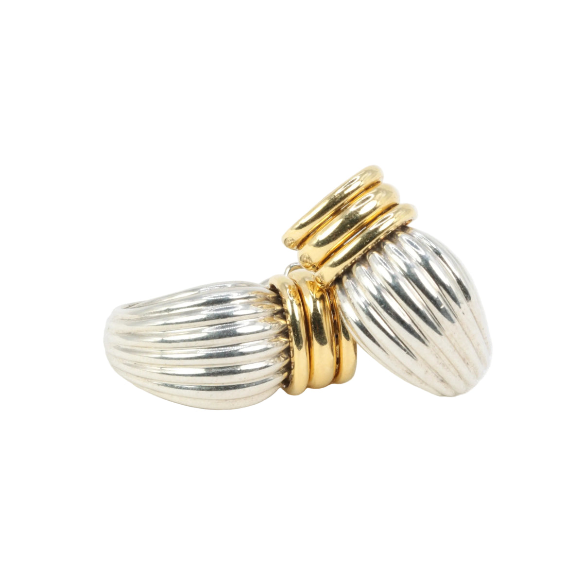 Boucles d'oreilles Clips O.J PERRIN en or jaune et argent