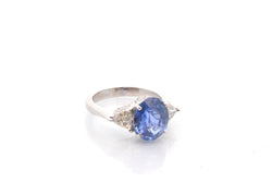 Bague Trilogie en or blanc, saphir et diamants