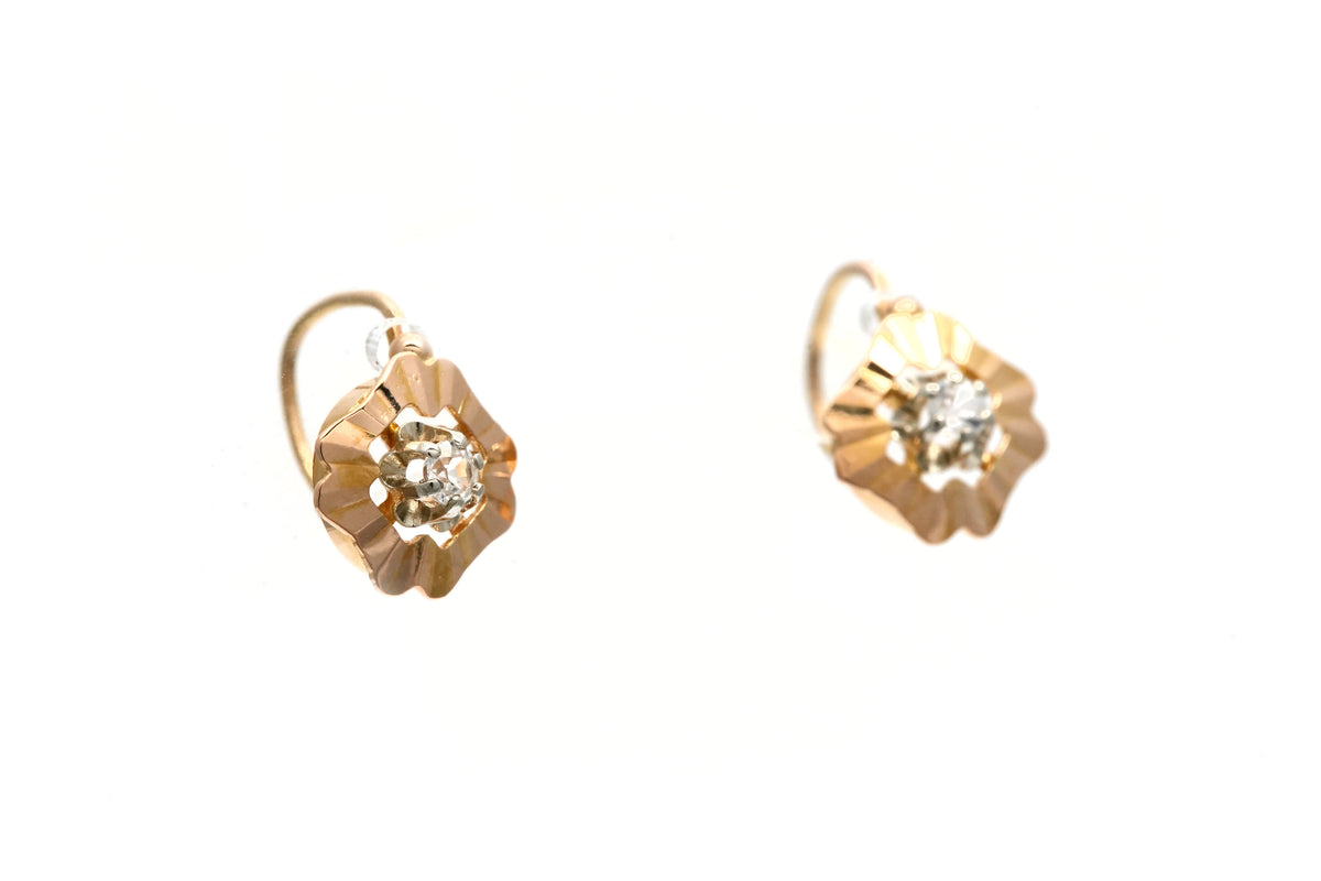 Boucles d'oreilles Dormeuses en or jaune et saphirs