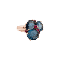 Bague Cocktail POMELLATO "Bahia" en or rose, topazes et saphirs