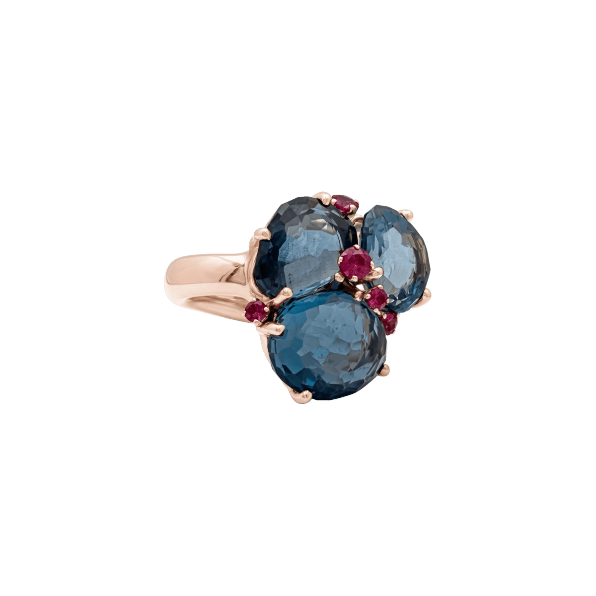 Bague Cocktail POMELLATO "Bahia" en or rose, topazes et saphirs