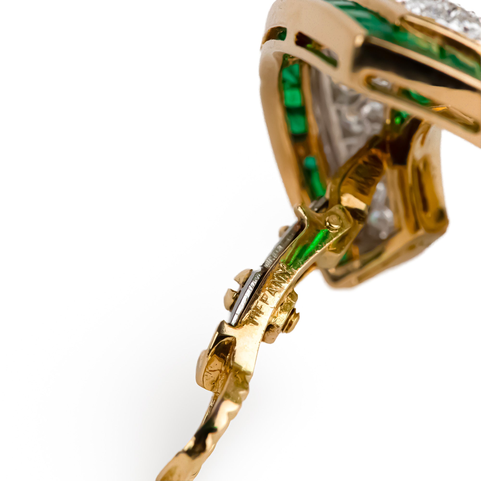Boucles d'oreilles Clips TIFFANY & CO. en or jaune, émeraudes et diamants