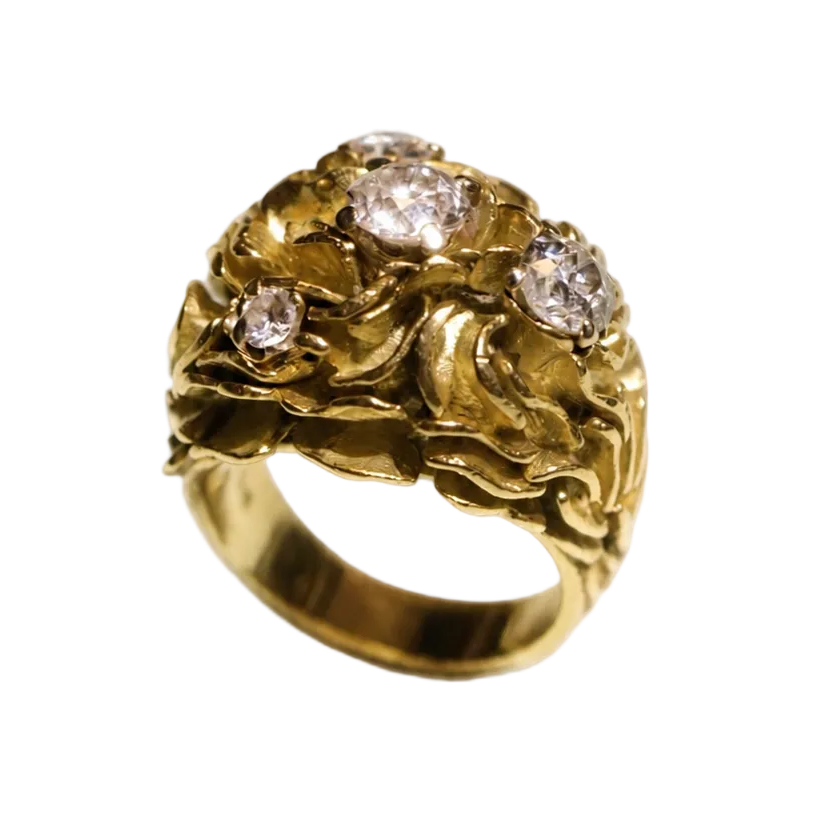 Bague Cocktail en or jaune et diamants