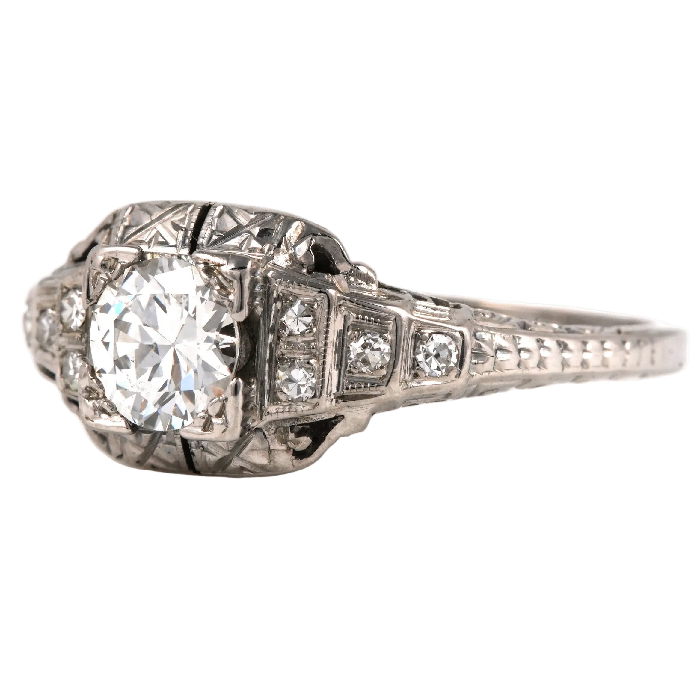 Bague en or blanc et diamants