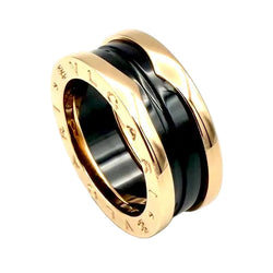 Bague Bandeau BULGARI "B.Zéro1" en or rose et céramique