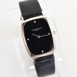 Montre VACHERON CONSTANTIN en or blanc, acier, cuir, onyx et diamants