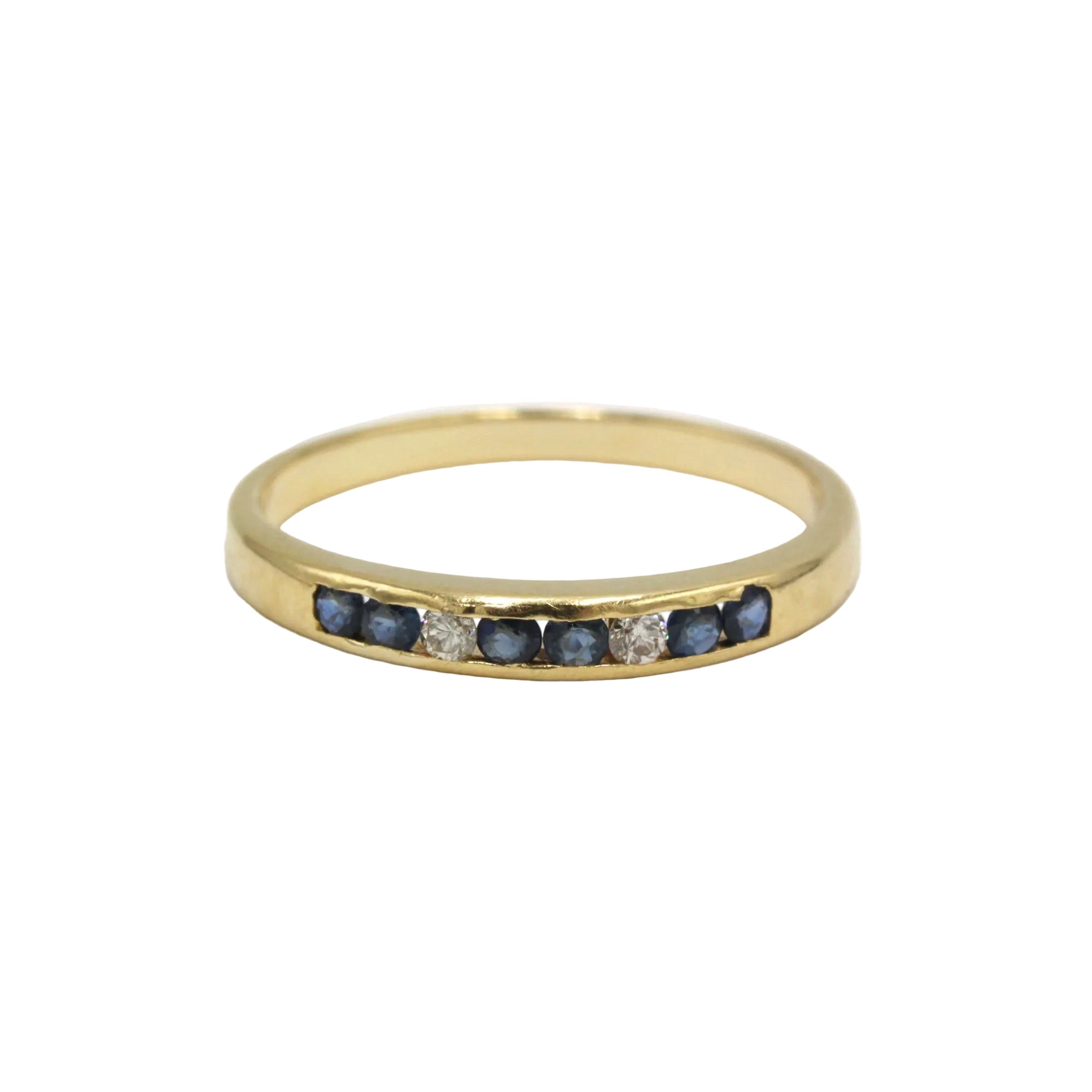 Bague Alliance en or jaune, saphirs et diamants